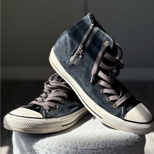 Converse Black Suede High Top Sneakers Lace Up Casual Shoes